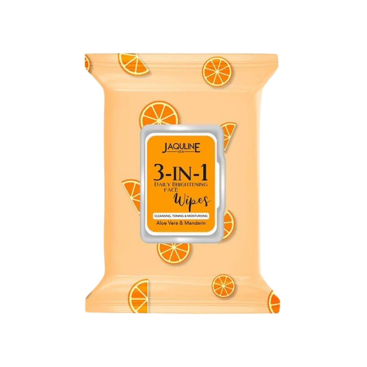 JAQULINE USA 3-in-1 Daily Skin Brightening Wipes | Enriched with Aloe Vera & Mandarin | Cleansing, Toning & Moisturizing | Skin Care Wipes | 30 Pieces