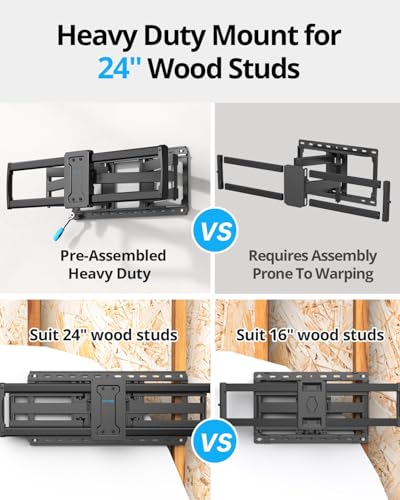 Image of USX STAR 85 86 98 100 inch Heavy Duty TV Wall Mount for 37-105 inch Large TVs, Pre-Assembled TV Mount with Tool-Free Tilt, Up to 170lbs, VESA 800 x 600mm, 24″ Wood Studs
