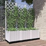 Gecheer Pflanzkübel mit Rankgitter Rankhilfe Übertopf,Pflanzkasten 120x40x136 cm mit Spalier,Blumenkübel mit Gartenspalier,Blumenständer Hochbeet Blumenkasten mit Rankhilfe, Rankkasten Weiß PP
