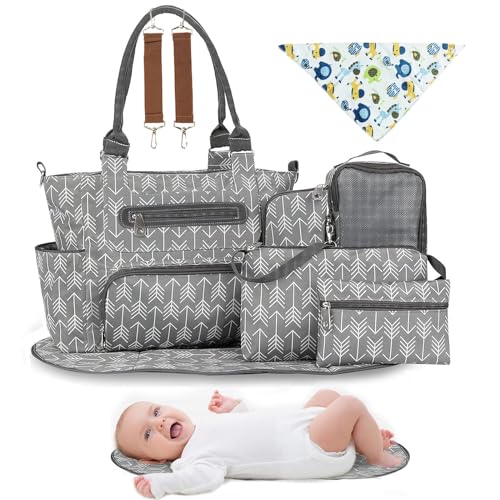 Image of Moclever 8pc Diaper Tote Set, Baby Essentials with Multifunctional Diaper Bags, Bottle & Mesh Bag