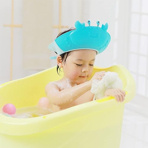 Miniatura 3 de FUSACONY Gorra de ducha para bebé gorra de champú de silicona ajustable sombrero para lavar el cabello orejas y protector facial protector de cabeza