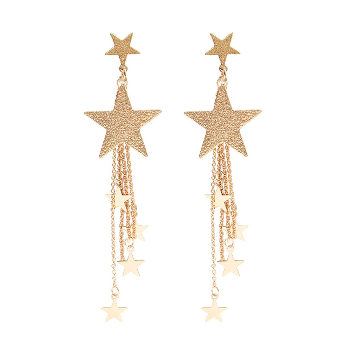 Sparkly Stars Dangle Earrings for Women Long Tassel Star Pearl Drop Stud Earrings Meteor Lucky Star Jewelry