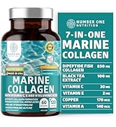 Premium Marine Collagen Dipeptides with Hyaluronic Acid, Vitamin C, Theaflavin and Copper, Collag...