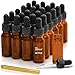 Culinaire 24 Pack Of 1 oz Amber Glass Bottles with Dropper Tops and Gold Glass Pen