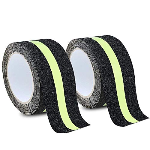 MELIFE Anti Slip Traction Tape 2 Pack, None Skid Glow in The Dark Walk Strip Safety Tape with 3M Best Grip Abrasive Adhesive for Stairs, Tread Step, Gaffers.(16.4 Feet Long 2 inch Wide Each Roll) (B075FP72SQ) Amazon Price History, Amazon Price Tracker