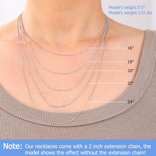 Gacimy 925 Sterling Silver Chain for Women, 1mm 1.3mm 1.5mm 1.8mm Cable Chain Necklaces2