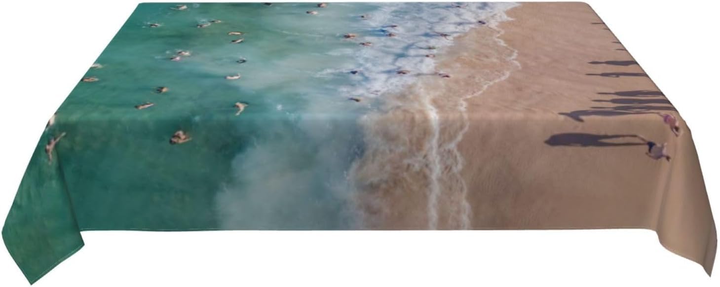 Tovaglia Antimacchia 300x140 cm Rettangolare Oceano Spiaggia Tovaglie Impermeabile 3 Metri Copritavolo Poliestere Protezione Tavolo Nuoto, per Feste (12-14 Posti) a-3828