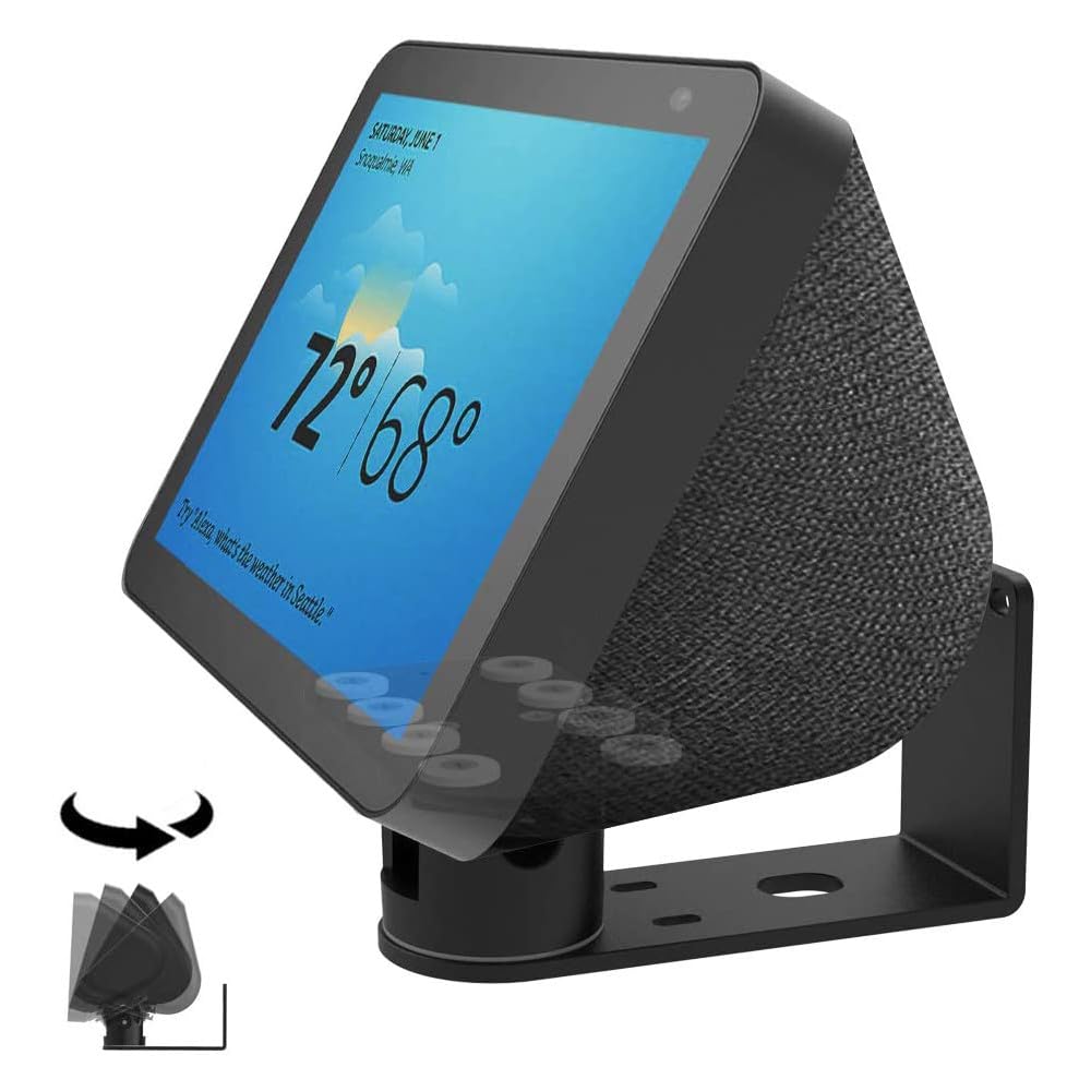 Soporte de pared para Echo Show 8 (2ª generación, versión 2021 y 1ª generación, versión 2019), soporte giratorio de aluminio, soporte para Amazon Echo Show 8 y Echo Show 5 negro 13-01SX