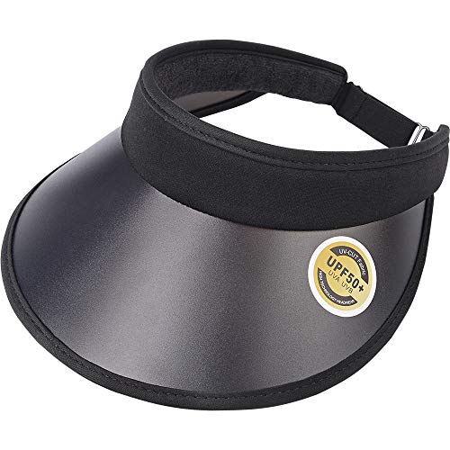 Sports Fan Plastic Visors-for-Women, Sun Protection Topless Beach Cap Hat Black