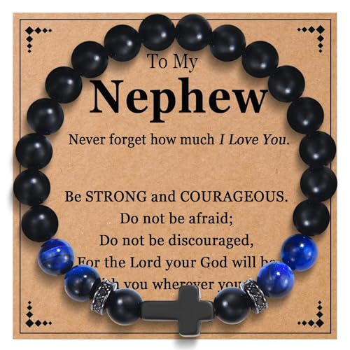 OAVOOK Cross Bracelet Nephew Gifts from Aunt Christian Jewelry Religious Gift for Teen Boys for Birthday, Christmas, Baptism