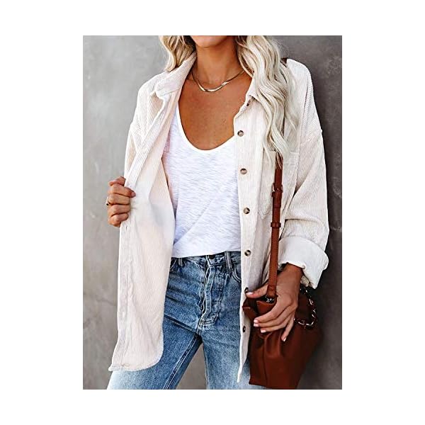 MIHOLL-Women-Corduroy-Long-Sleeve-Button-Down-Collared-Shirt-Jacket-Tops MIHOLL Womens Corduroy Button Down Shirts Casual Long Sleeve Jacket Oversized Boyfriend Blouses Tops with Pockets