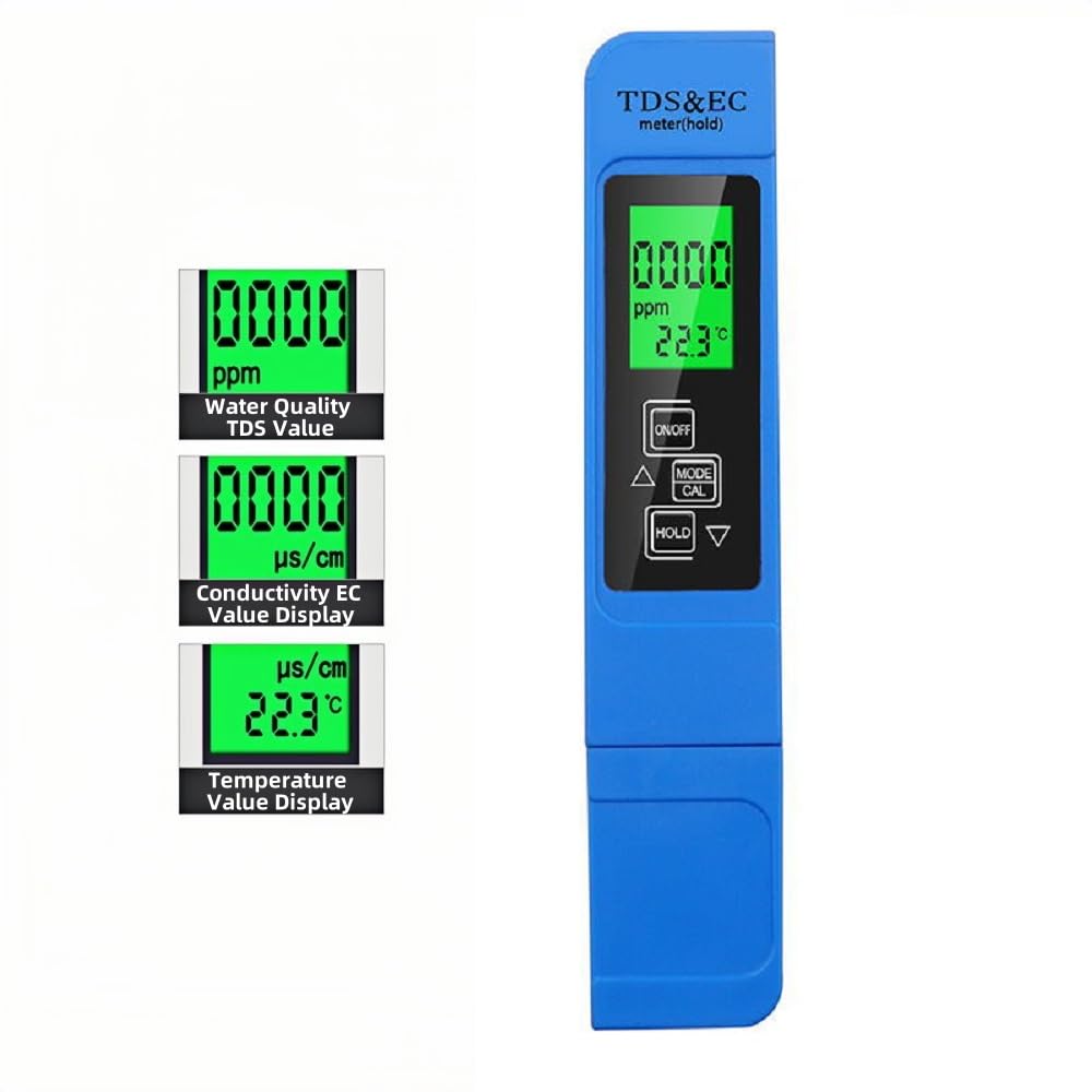 4 in 1 TDS Meter Digital Water Tester for Drinking Water, All New 2025 Portable Water Quality Tester with EC Temp Color Display, PPM Meter Water Tester for Aquarium Hydroponics Tap Water (Blue)
