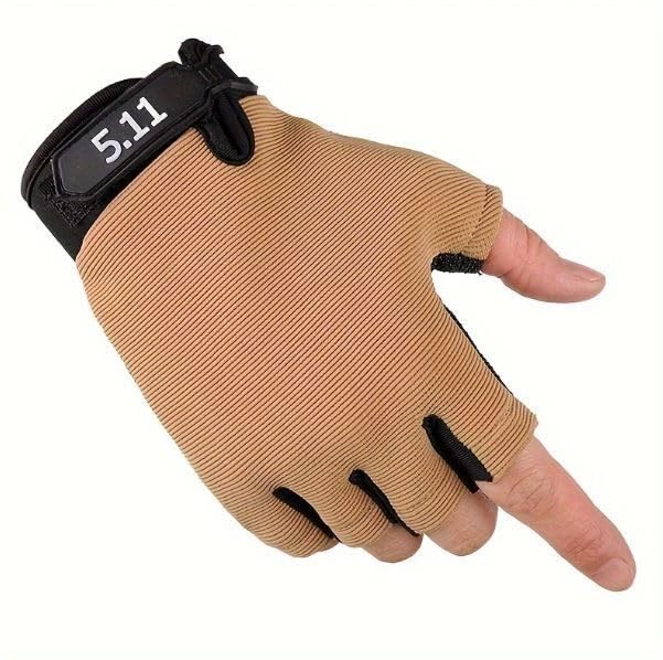 Image of Riding Printed Half Finger Gloves,Anti-Skid Silicone Gloves for Cycling Fitness Cycling Gloves (Brown, One Size)