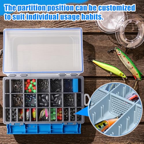 Junkin 6 Pack Cajas de Pesca 3600 Resistentes al Agua, Organizadores Azules con Divisores Removibles, Caja Estanca para Señuelos para Mochilas de Pesca y Equipos de Kayak miniatura 6