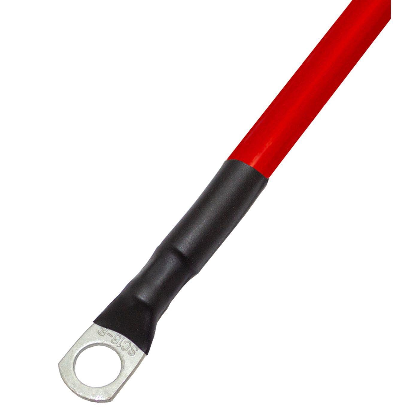 Lumonic 2m Câble de batterie 16mm² Rouge | 2 x cosses tubulaires M8 préinstallées | Cuivre solide | FLY | -40…+85°C | Gaine en PVC | Voiture, véhicule automobile, camping-car, bateau, van, camper