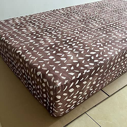 Image of Soft Fitted Crib Sheet, Stretchy and Breathable Toddler Crib Sheet for Boys and Girls, Fits Standard Crib and Toddler Mattress (Brown Geometric)