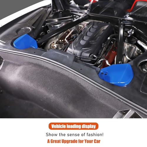 Image of TOYCIDFG Engine Bay Shock Protection Panel Cover Trim Compatible with Chevrolet C8 Corvette 2020-2025 Absorbing Tower Cover Caps (Blue)