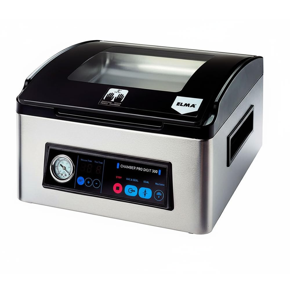 ELMA Kammervakuumierer Profi 350W | Vakuumiergerät Gastro Edelstahl | 30 cm Schweißbalken, 60 l/min, -0,95 bar | Für Flüssigkeiten geeignet | Restaurant, Hotel, Catering