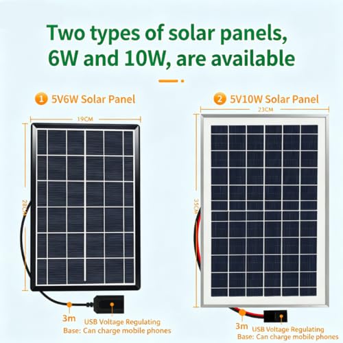 Ventilador de techo solar portátil con panel USB para camping 8