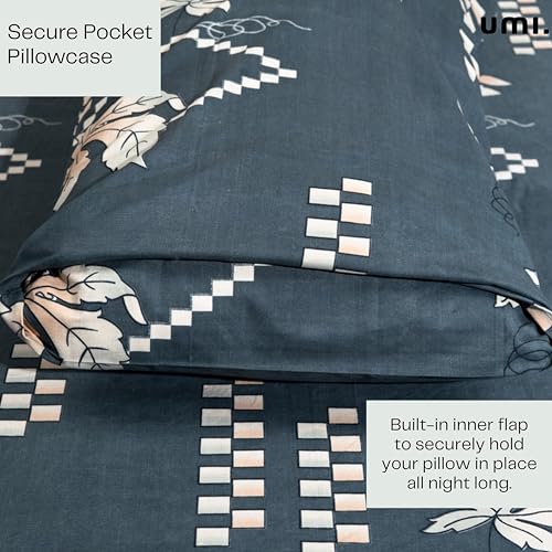 Image of Amazon Brand - Umi Cotton Fitted Bedsheet, Queen Size 78x60 Inches, Elastic Fit Bed Sheet, 10 Inch Deep Pocket, Soft Breathable Bedding, Durable Easy Care, with Pillow Cover-Ashwood Classic