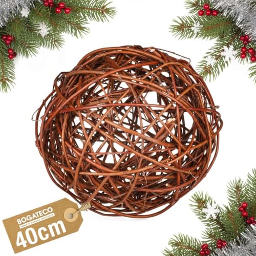 BOGATECO Dekokugel 40 cm | Weidenkugel in 4 Größen | Weidenball Gartenkugel Deko-Kugel für Garten, Balkon und Terrasse