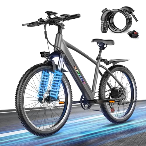Electric Mountain Bike 26" with 48V 12Ah Battery, 1500W Peak Motor
