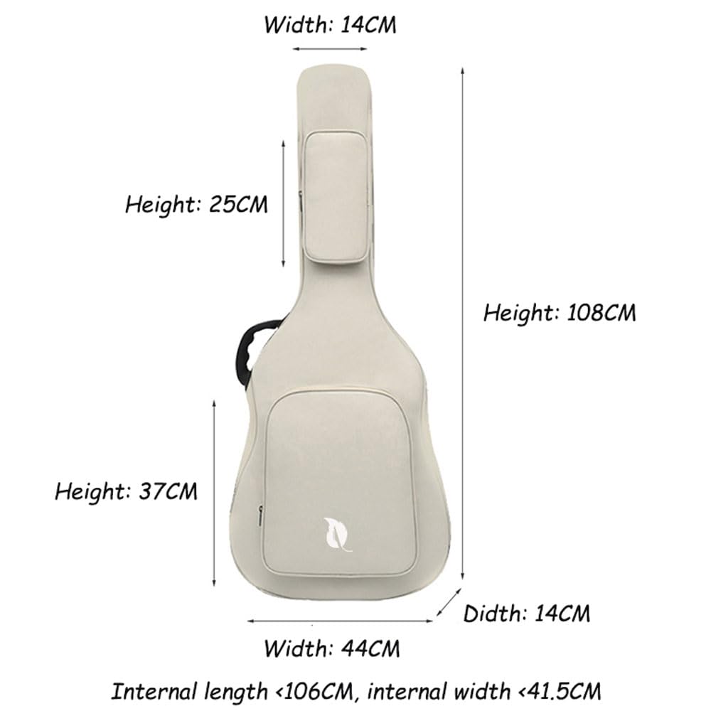 20mm Gruba Wyściółka Wodoodporna 600D Oxford Tkanina Gitara Gig Bag Plecak 40 41-calowy Futerał na Gitarę Akustyczną z Paskiem na Szyję i Regulowanym Paskiem na Ramię, Ochronny Pokrowiec Na Gitarę