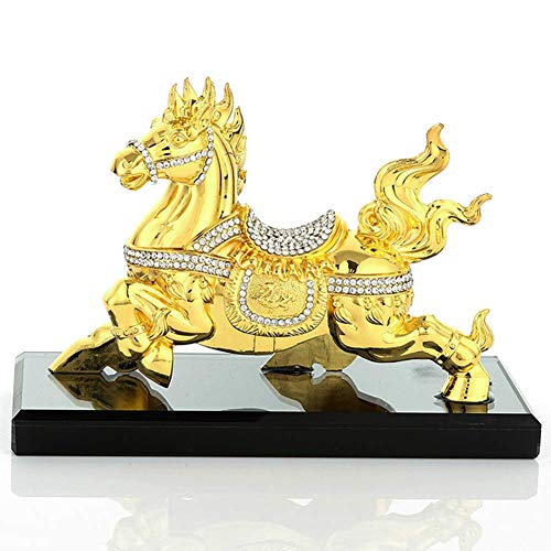 Statue de cheval Feng Shui dorée pour décoration de maison et bureau
