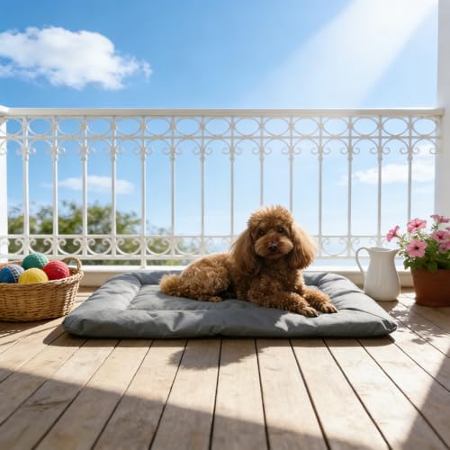 JIAMIAN Hundedecke für Unterwegs, Hundedecke für Faltbar, Hundedecke Wasserdicht, Orthopädisches Hundebett, Indoor und Outdoor, Große und mittlere Hunde (Grau)