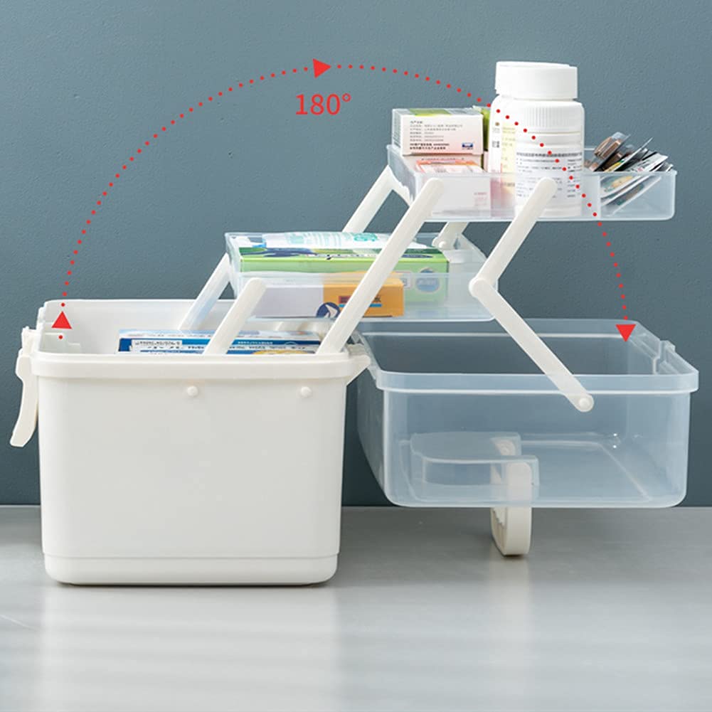 Apteczka pierwszej pomocy Puszka do przechowywania leków w domu Organizator Pudełko z przegródkami Apteczki Białe, s(White,L)