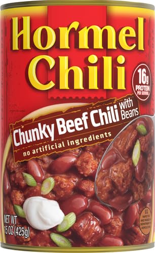 Image of HORMEL Chili Chunky Beef Chili with Beans,No Artificial Ingredients,15 Oz,(Pack of 2)