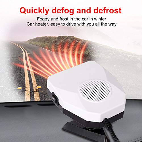Portable Car Heater Fan 150W 12V 360 Degree Rotate Adjustable Windshield Defroster, Auto Electronic Fast Heating Defrost, Heater Cigarette Lighter for Car Home Office Table