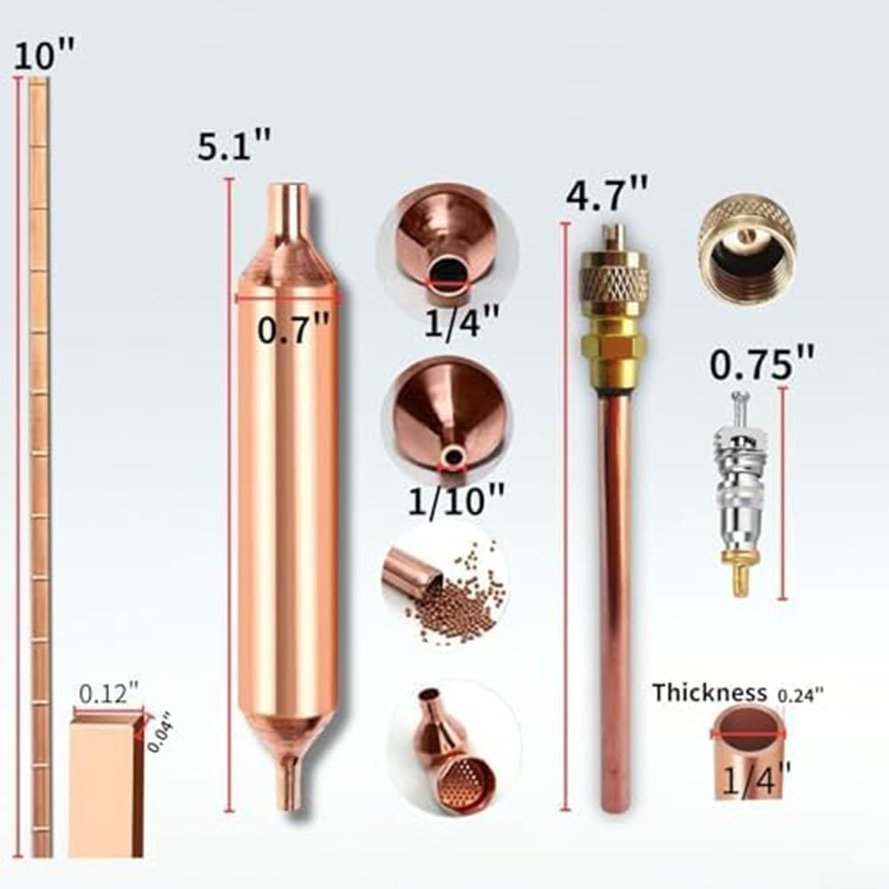 HVAC 3-in-1 Kit di strumenti filtro essiccatore, filtro frigorifero essiccatore macchina per ghiaccio strumenti di manutenzione valvola di servizio e asta di saldatura in rame fosforoso (1