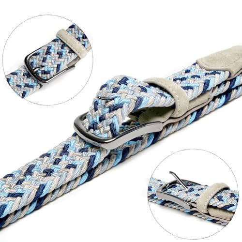 Image of Men's Stretch Braided Elastic Woven Canvas Golf Belt, multicolor,1 3 /8 inch