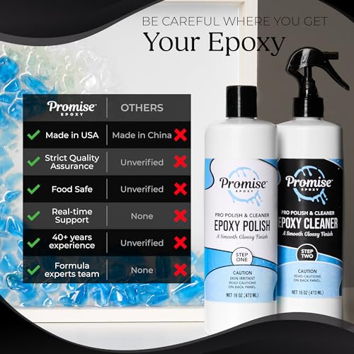 Promise Epoxy - 32 Ounce Kit of Pro Polish (16oz) and Cleaner (16oz), Specially Formulated for Epoxy Resin and High Gloss Finishes, Removes Scratches and Scuffs - Perfect for DIYers, Home Décor - Image 3