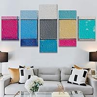SIGNWIN 5 Panel Canvas Wall Art Abstract Colorful Geometric Hallway Minimalist Mixed Media Multicolor Patterns for Home Decorations Ready to Hang - 60