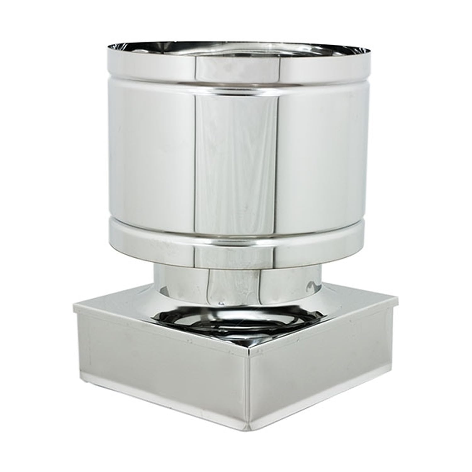 Comignolo Antivento Base Rettangolare Acciaio INOX AISI 304 Terminale A Botte Antipioggia Per Camino (32x52)