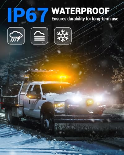 SUPAREE Rundumleuchte Steckbar LED 12V E9 6 Blinkmuster IP67 Wasserdicht Amber für Traktor LKW PKW Traktoren Gabelstapler