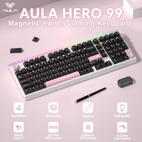 Image of Aula Hero 99 Wired Gaming Keyboard, Hall Effect Switch with Rapid Trigger