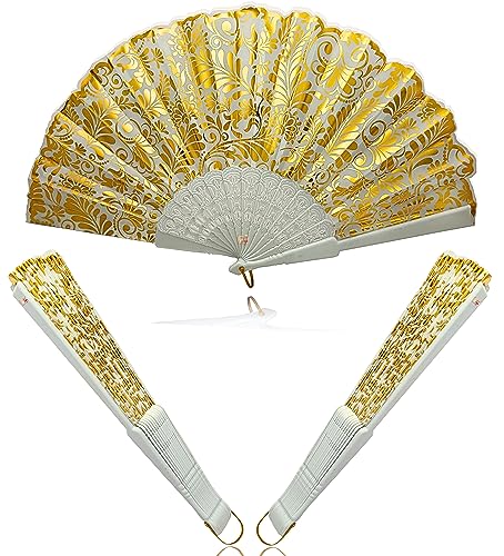 Image of Royal Floral Japanese Handheld Folding Hand Fan (Artistic) (Pack of 1 Fan)