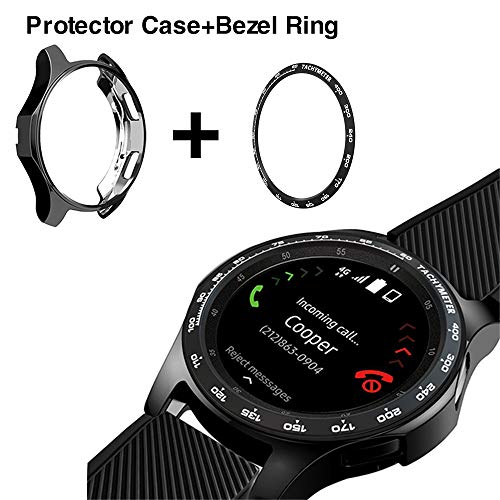 [2 Pack]JZK Samsung Galaxy watch 46mm/Gear S3 Frontier & Classic Bezel Ring Styling,Adhesive Cover Anti Scratch & Collision Protector Bezel Loop+Protector Case for Galaxy Watch 46mm Watch Accessories