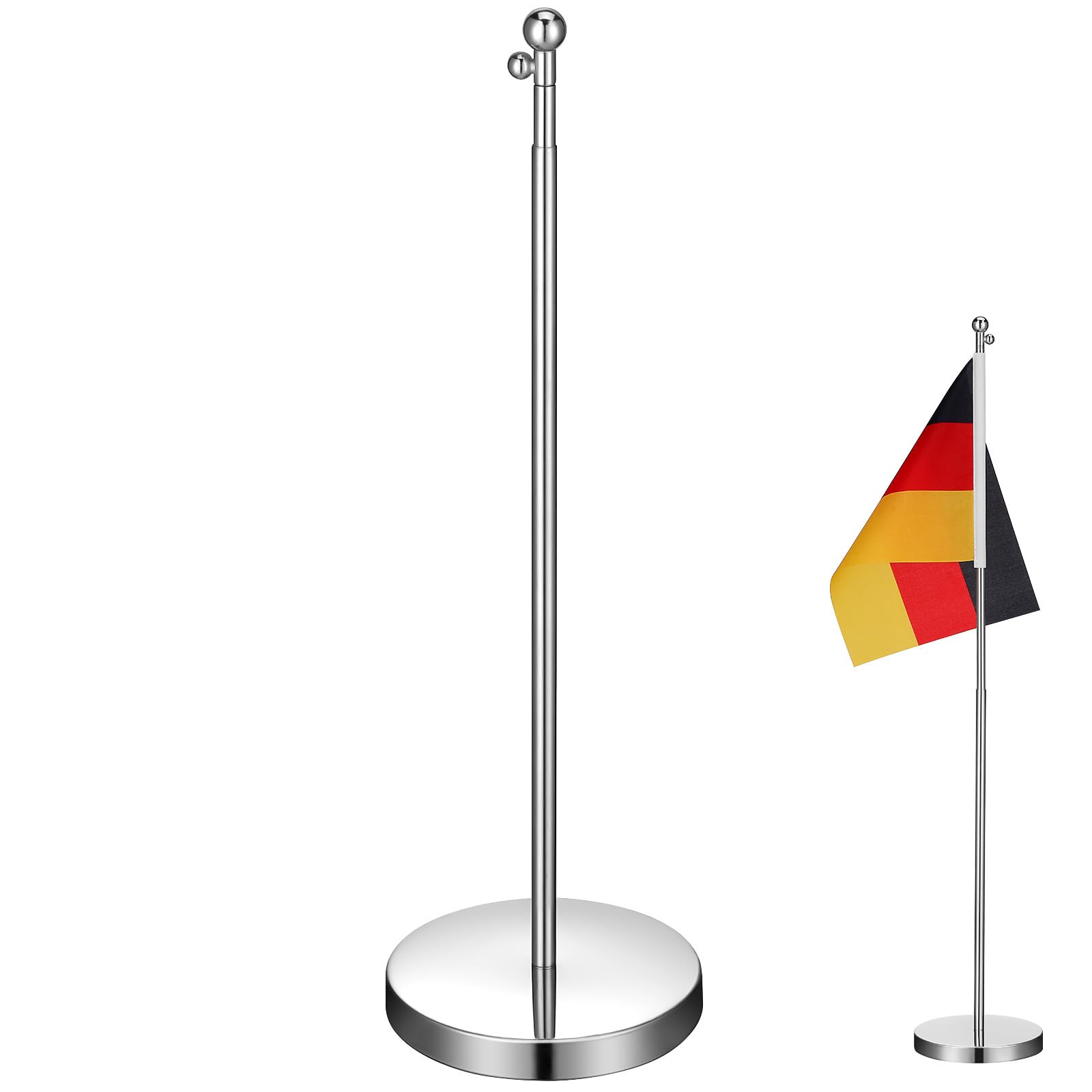SHINEOFI Telescopic Flag Pole with Sturdy Flag Stand Compact Desktop Holder for Home Office Party Decoration 10.83In