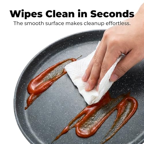 Image of Hiceeden Nonstick Crepe Pan with Spreader, 10-Inch Tortilla Pan with Detachable Handle, Ceramic Coating Pancake Griddle Dosa Tawa Pan, for All Stove, Induction Compatible, PFOA Free, Black