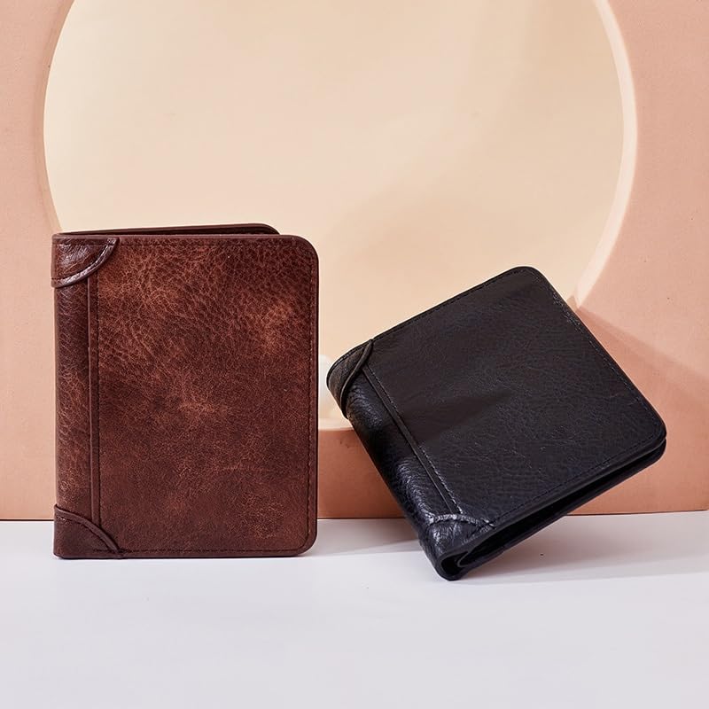 Vintage Business Men's Wallet Short Multi-card Bag Multi-function Coin Wallet Wallet Clip(white-Patch five-pointed star4)3