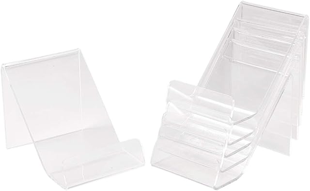 PandaHall 6pcs Display Stands for Craft Fairs, Acrylic Small Brochure Picture Easel Stand Artwork Book Stand Holder for Cardboad Book Phone CD Valentines Day Card Display, 6.5cm/2.5inch High