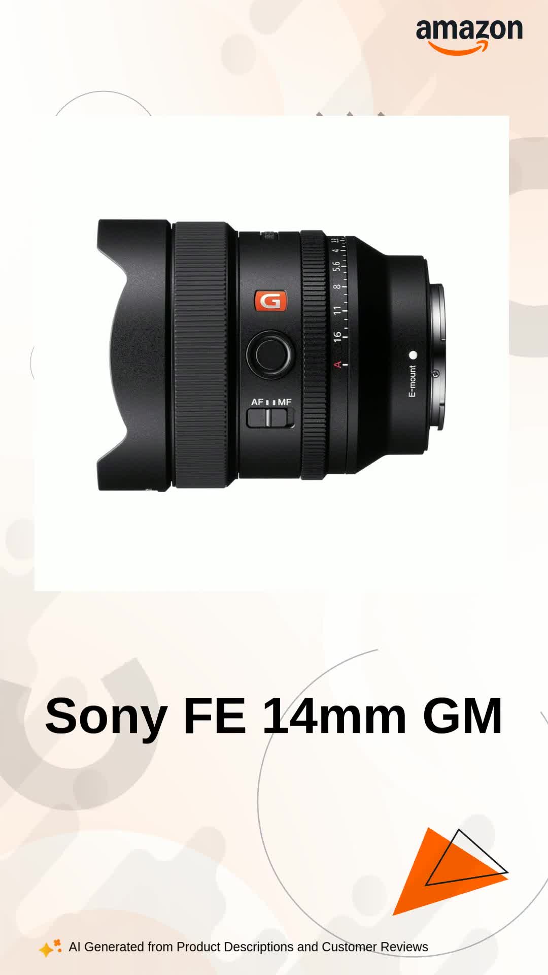 Sony E Mount Sony FE 14mm F1.8 GM Full-Frame Lens (SEL14F18GM