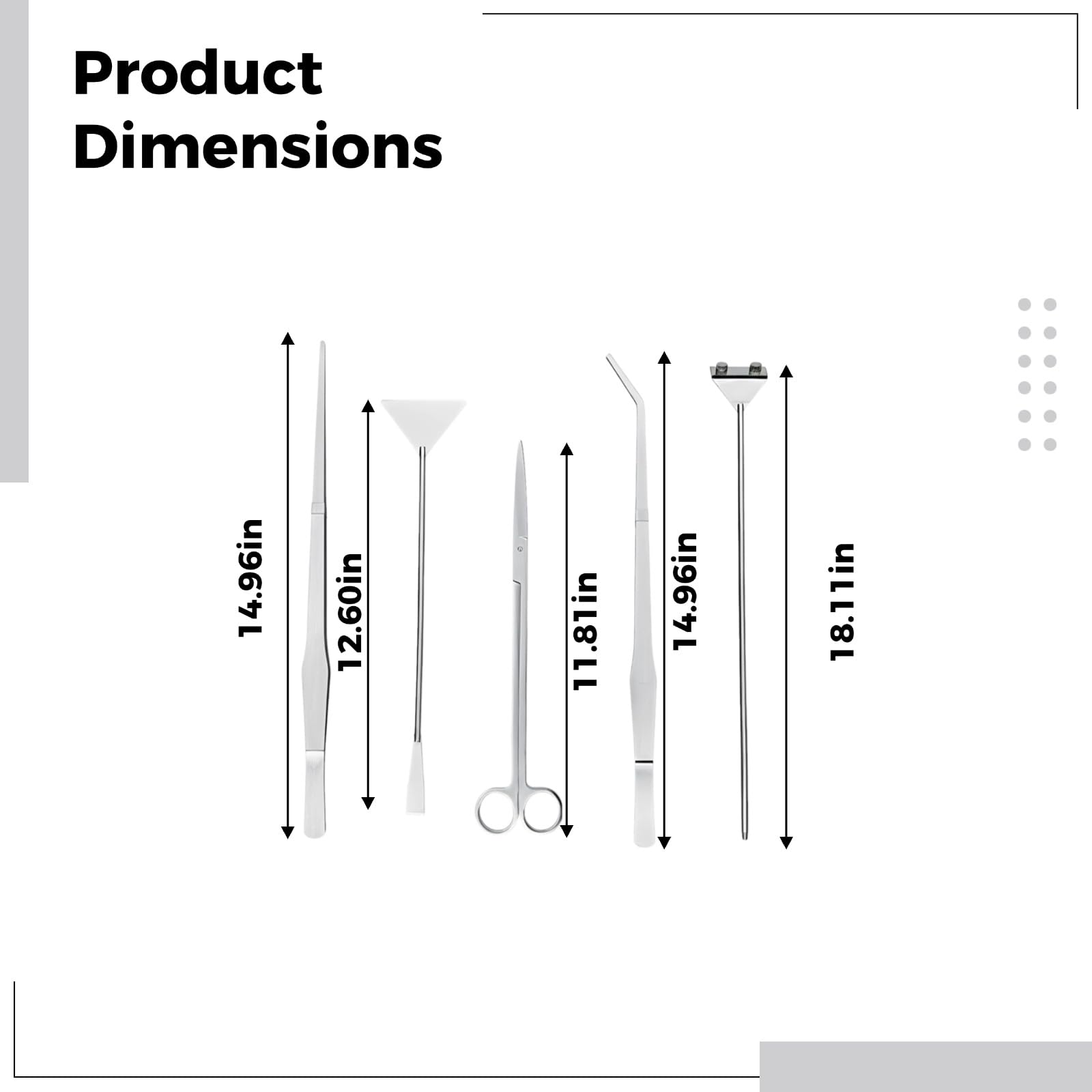 Kit d'outils aquascaping en acier inoxydable, lot de 6 pour aquarium, avec grattoir à algues, pinces 38 cm, ciseaux 30 cm, spatule à sable 32 cm, support acrylique, argent pour plantes aquatiques