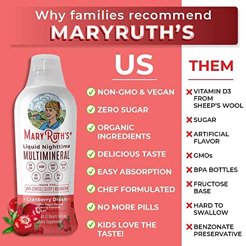 Vegan Collagen Boosting Gummies & Liquid Nighttime Multimineral (Cranberry) Bundle | Promote Collagen Production For Hair, Skin & Nail Health | Sleep Support With Magnesium, Calcium & Msm Supplement #TOP3