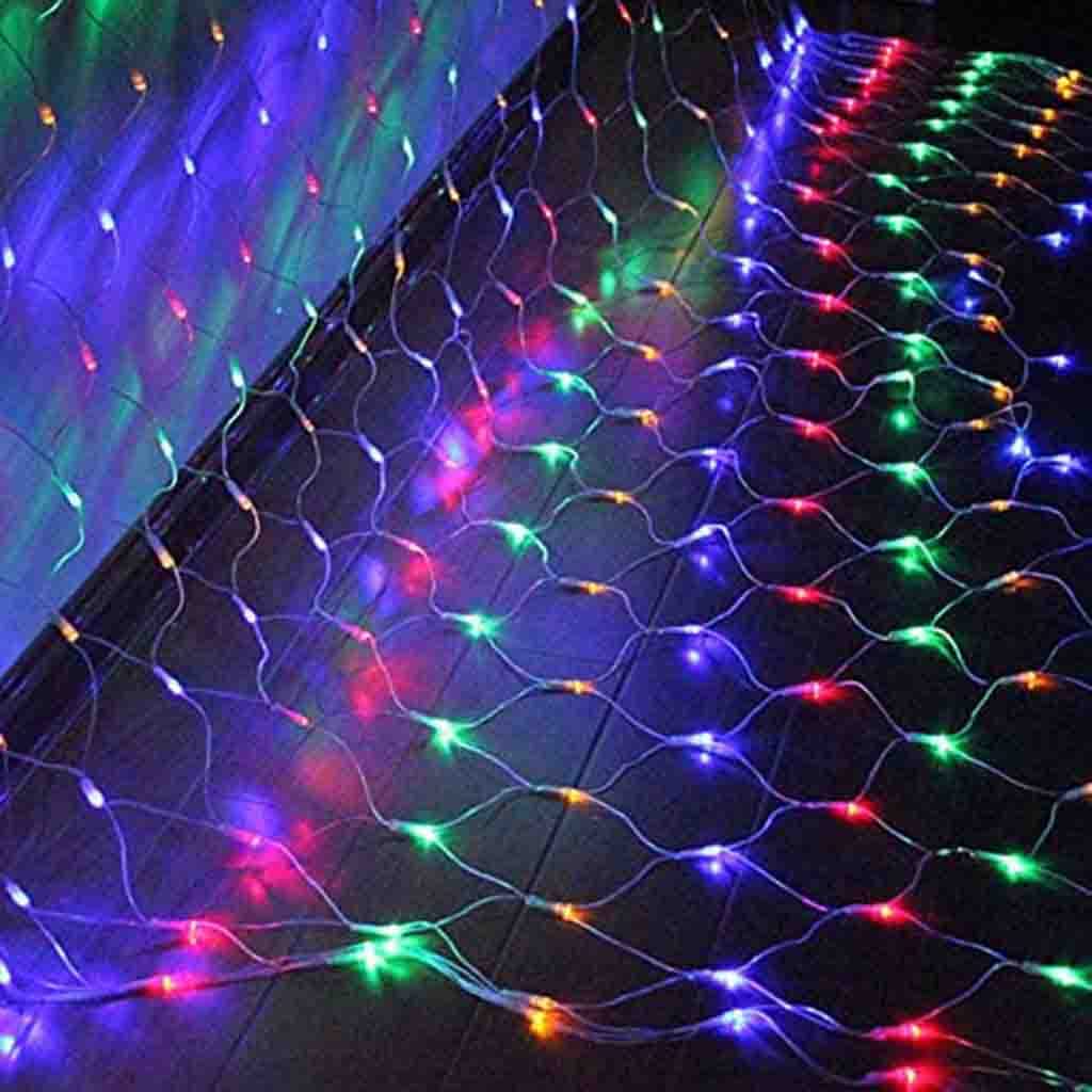 YIHOM Outdoor LED net lights with remote control garden net lights, 8 modes, solar fairy lights, used for shrub fence party Christmas tree decoration net lights Multicolor 6x4M