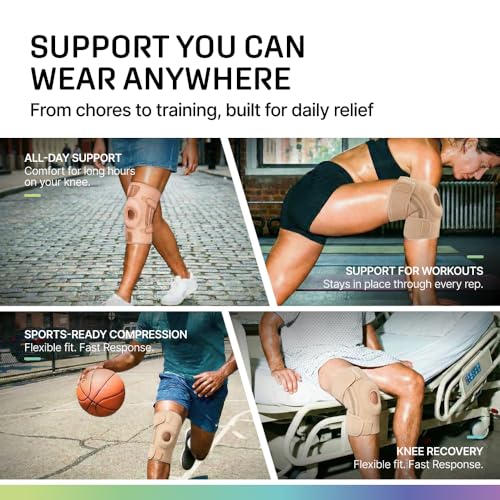 Image of Modvel Knee Brace with Side Stabilizers & Patella Gel Pads for Pain Relief and Joint Support Breathable, Non-Slip Compression Sleeve for Men & Women, Arthritis, Meniscus, ACL Recovery